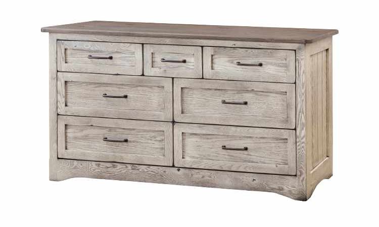 Bedroom dresser with 4 large and 3 small drawers.