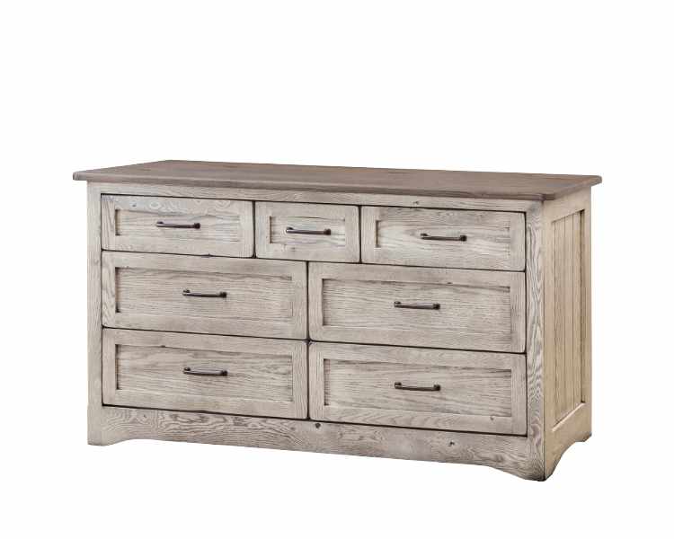 Bedroom dresser with 4 large and 3 small drawers.