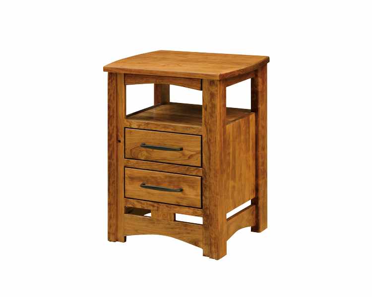 Nightstand with pullout tray.