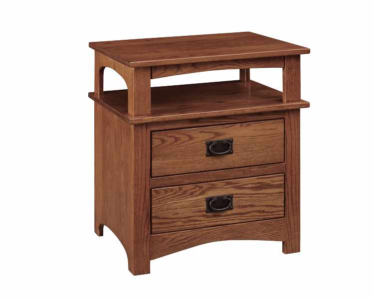 Nightstand with 2-drawers and pullout tray.