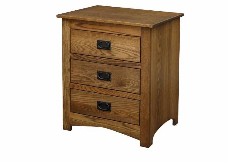 Nightstand with 3 drawers and slide-out top.