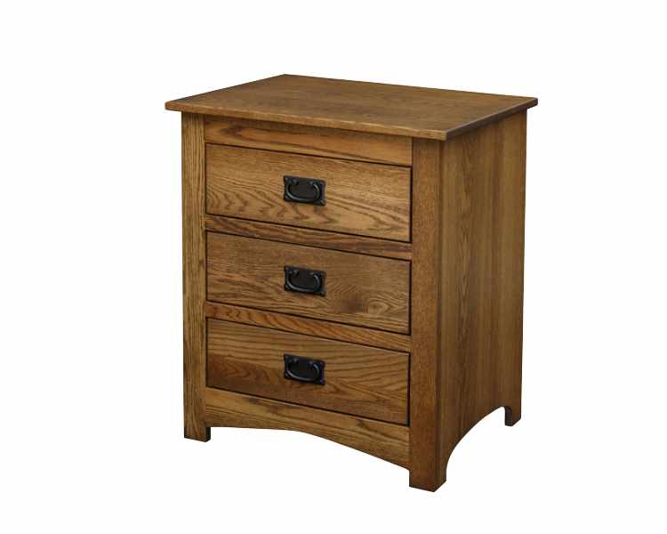 Nightstand with 3 drawers and slide-out top.
