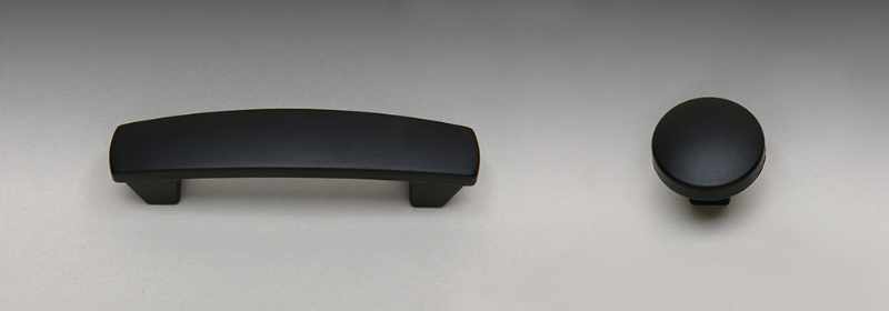 Black pull and knob.