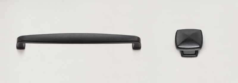 Large gun metal black pull and knob.
