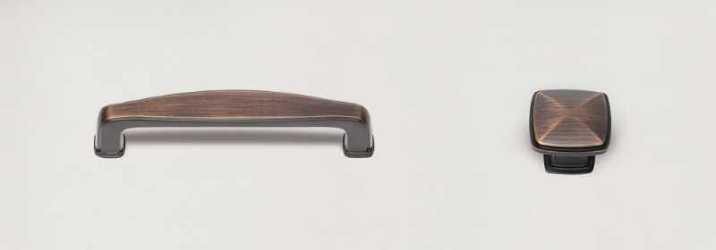 Oiled bronze finish furniture hardware.