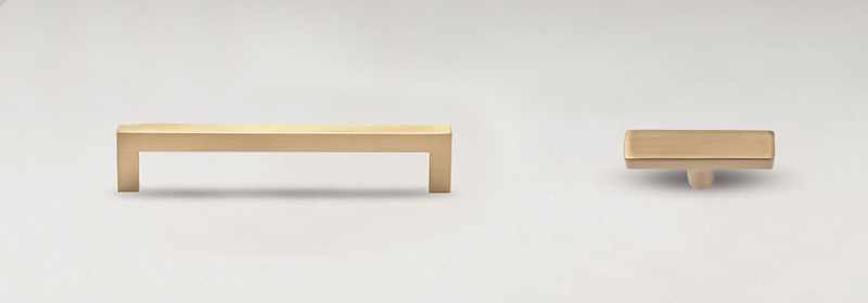Metal pull & knob, satin finish.