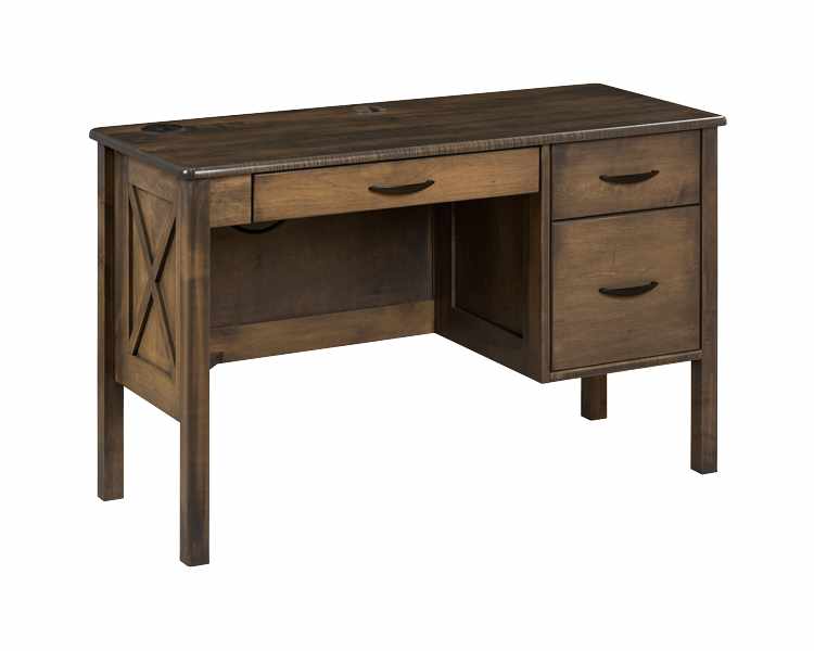 Student desk with 2 USB charging ports, keyboard drawer and  file drawer.