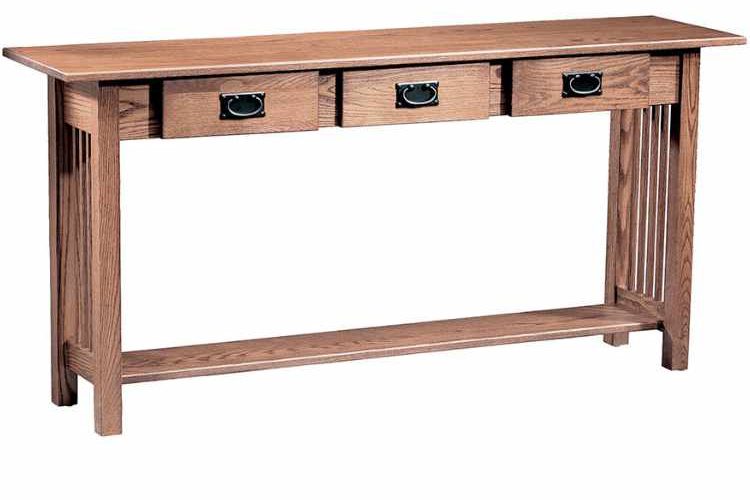 Large ofa table with 3 top drawers.