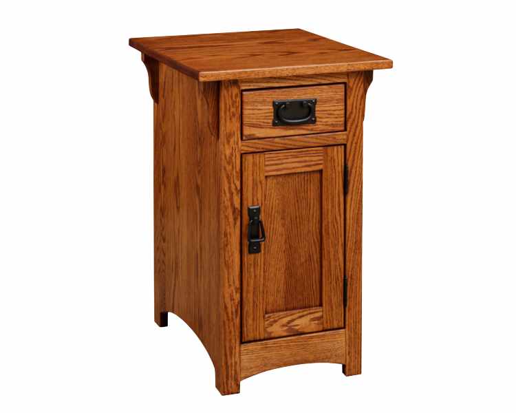 Chairside table with door and top drawer.