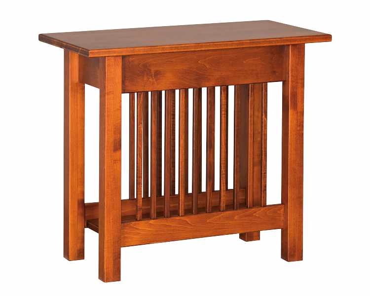 Chairside table with open bottom shelf.