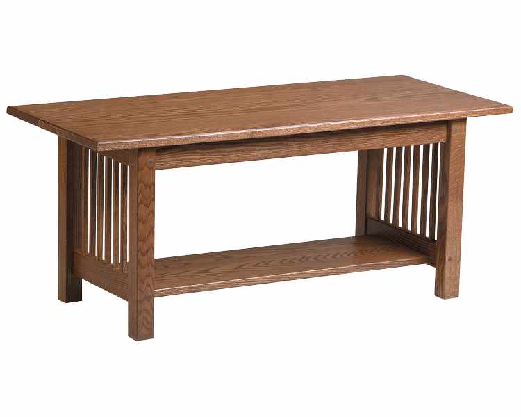 Coffee table with open bottom shelf.