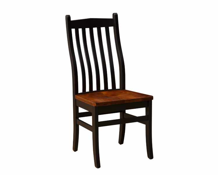 Dark wood stain finish side chair.