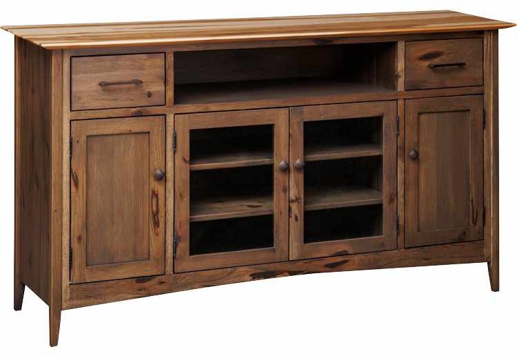 4-door entertainment center with adjustable shelves.