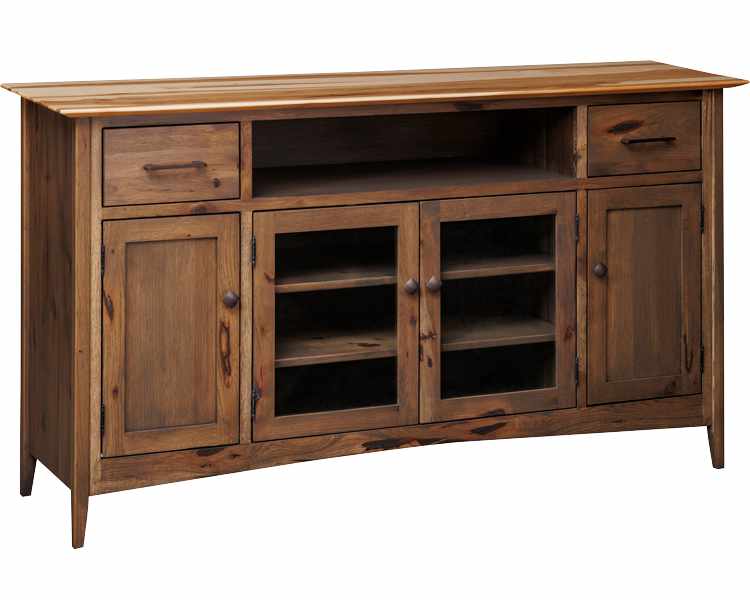 4-door entertainment center with adjustable shelves.
