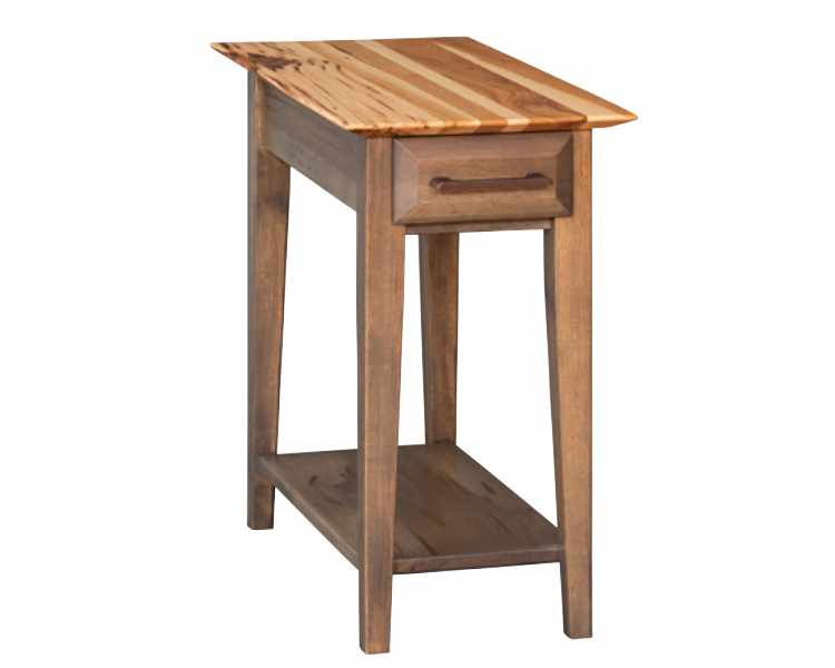 Chair side table with 1 drawer and open bottom shelf.