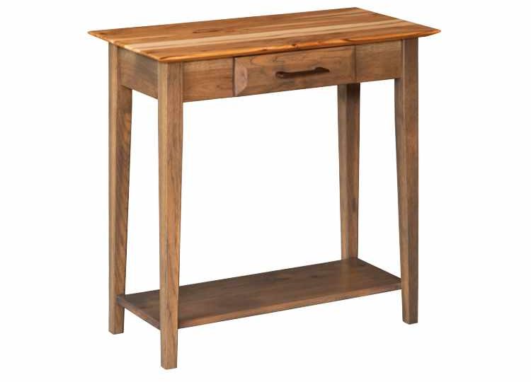 Console table with drawer and open bottom shelf.