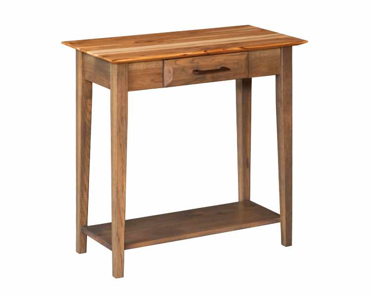 Console table with drawer and open bottom shelf.