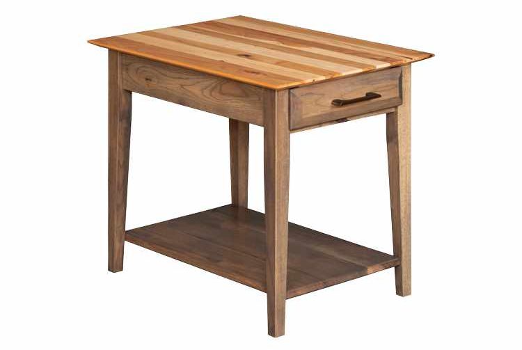 End table with drawer and open bottom shelf.