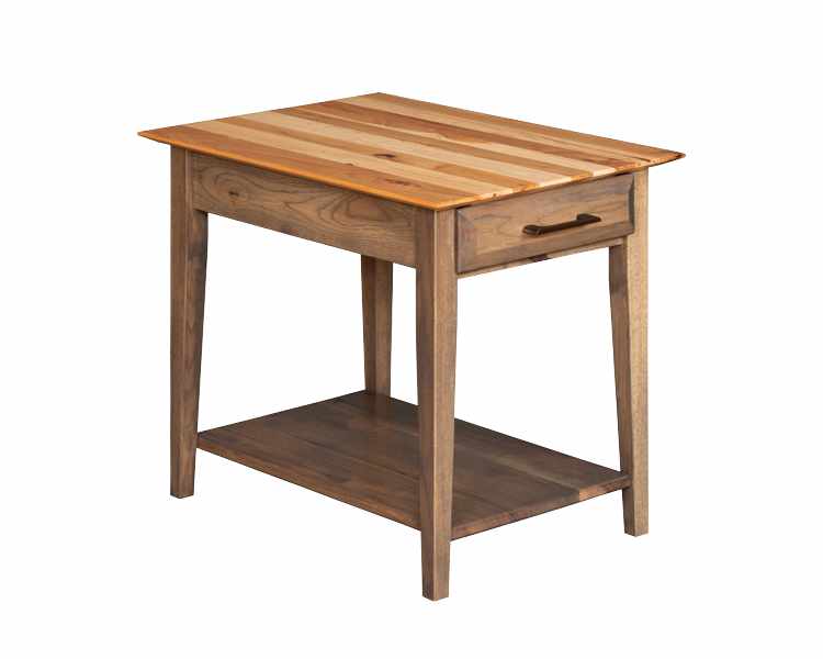 End table with drawer and open bottom shelf.
