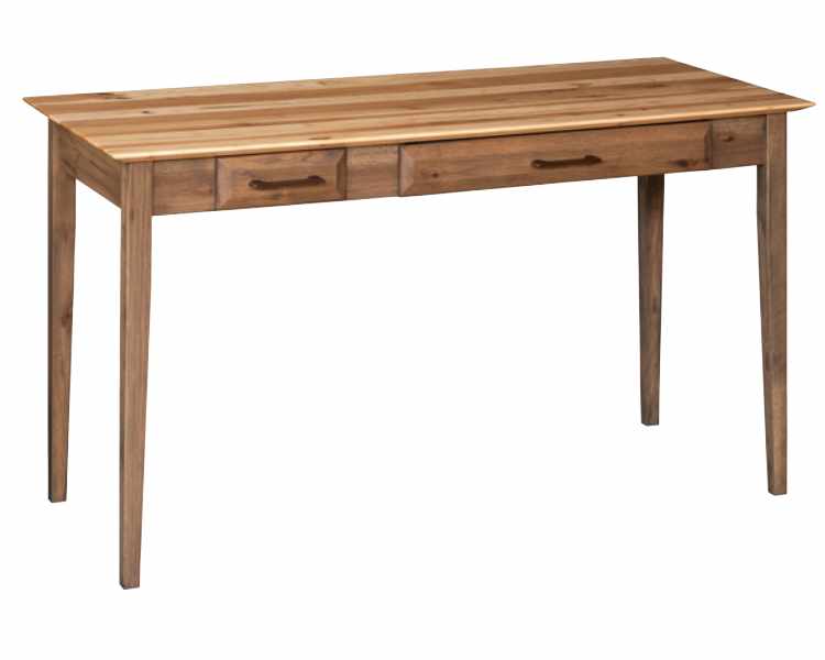 Large desk with keyboard and storage drawers.
