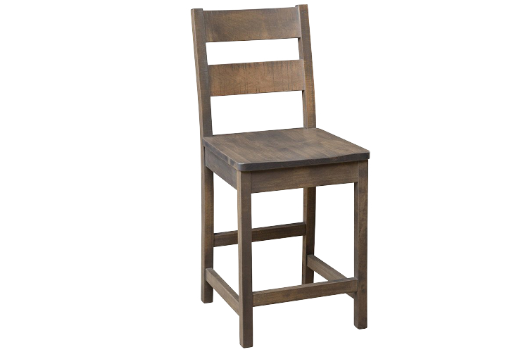 Bar height dining/kitchen chair in dark wood stain finish.