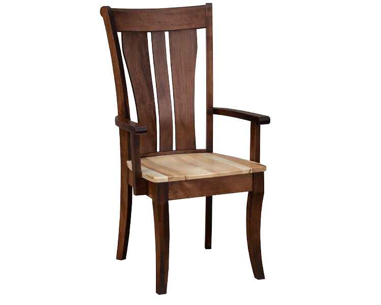 Front view of arm chair for dining room.