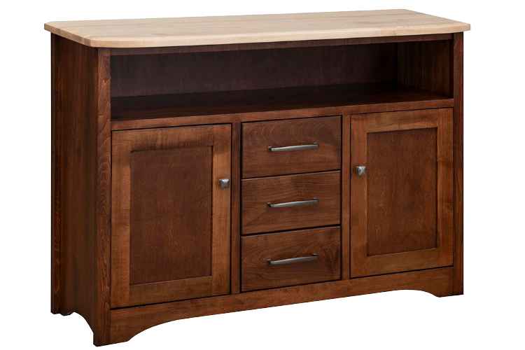Dining table bench in oak stain finish.