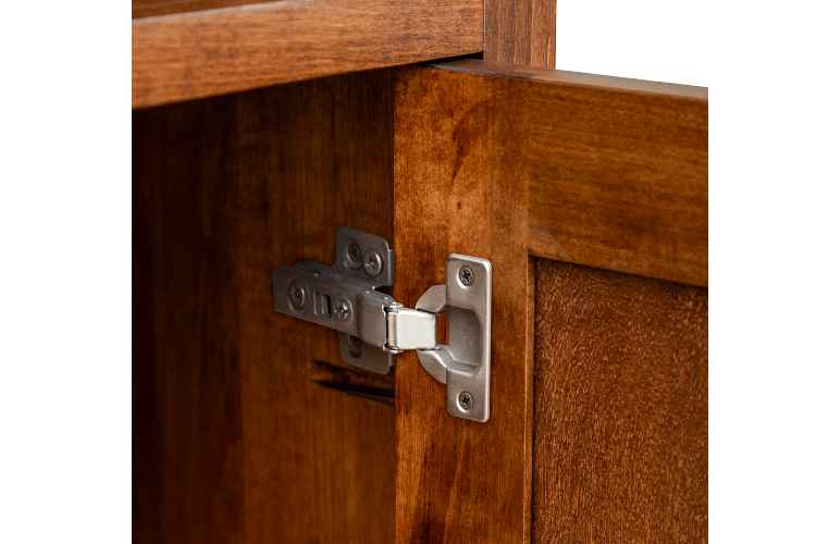 Detail view of door hinge.