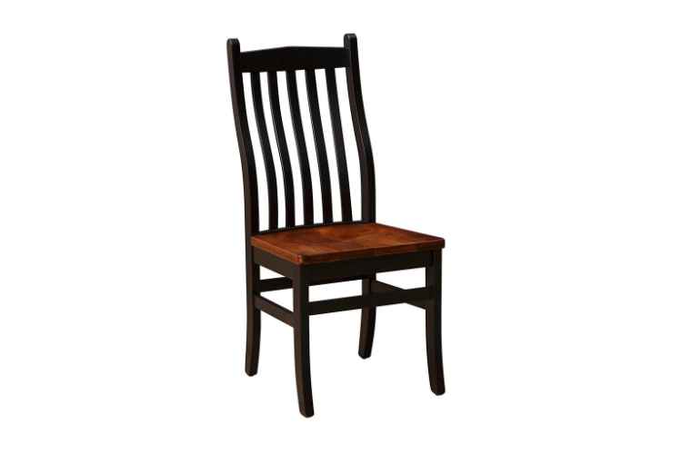 Dark wood stain finish side chair.