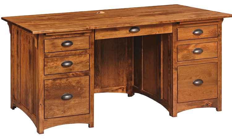 Golden oak finish large desk.