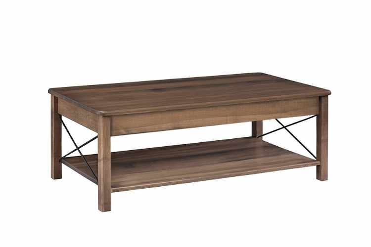 Closed view of lift-top coffee table.