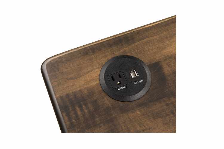 Detail view of built-in power hub.