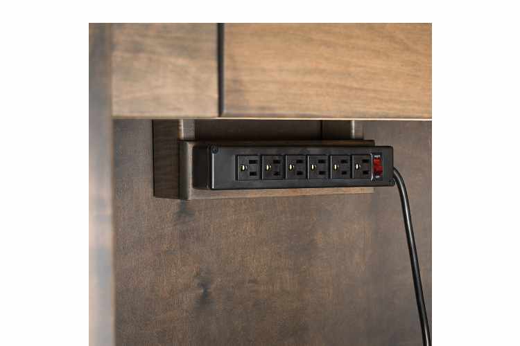 View of optional power strip for desk.