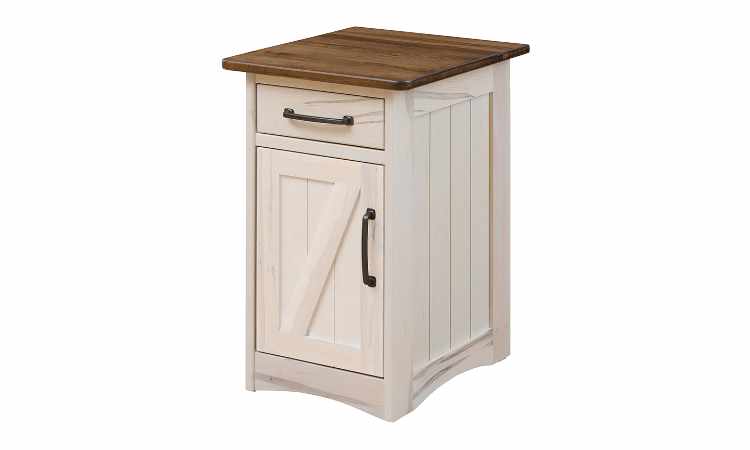 Farmhouse style chair side table, duo-tone finish.