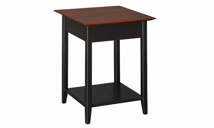 End table made from Poplar wood, black finish except top of table.