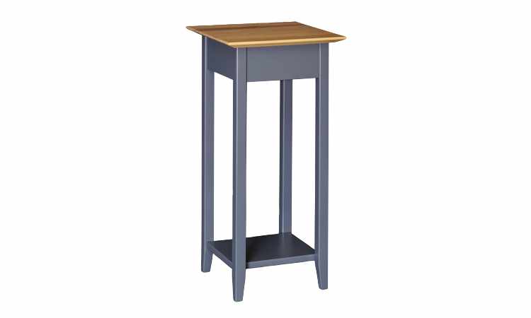 Plant stand made from Poplar wood, gray finish with natural wood top.