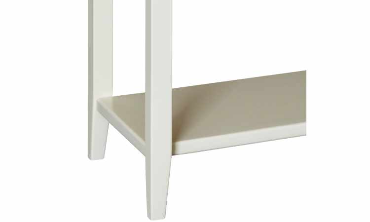 Tapered legs detail view of end table.