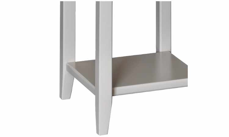 Tapered legs detail view of end table.