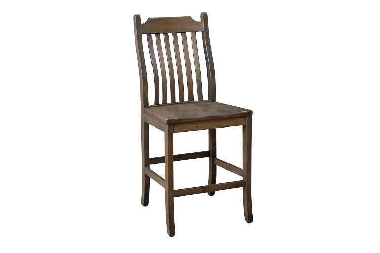 Bar height solid wood side chair.