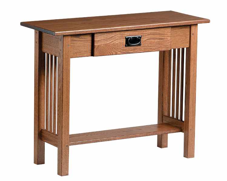 Classic Mission-style hardwood console table in oak finish.