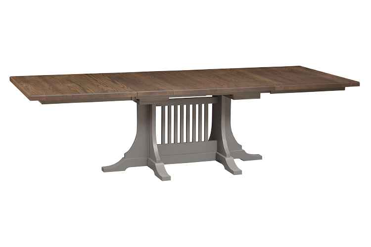 Fully extended dining table.