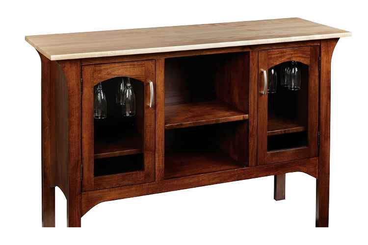 Wine server shown with wine glass storage.