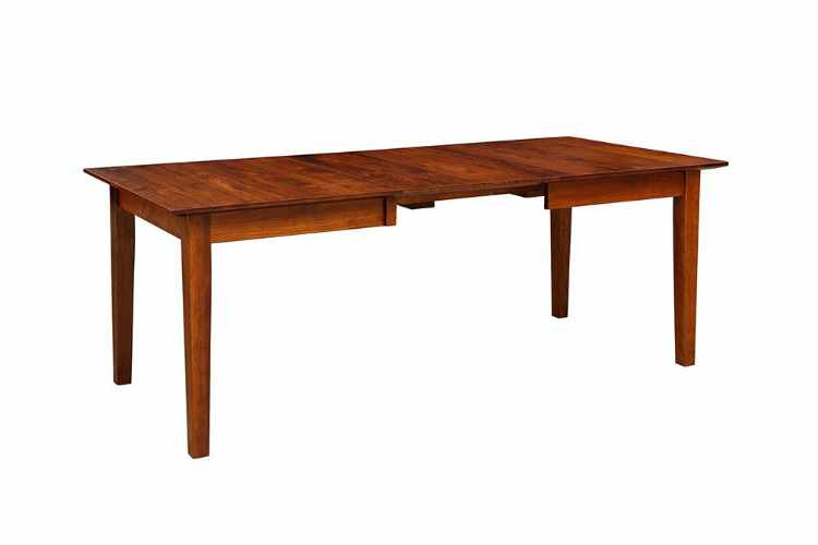 Full-length dining table, showing extension leaves.