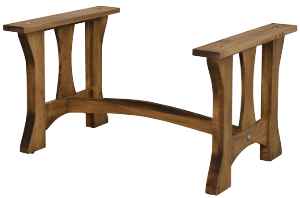 Table base with bowed cross bottom bar.