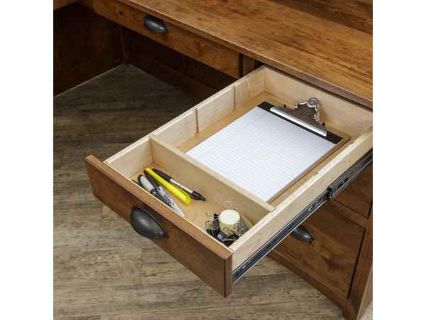 Closeup of top drawer with 2 dividers.