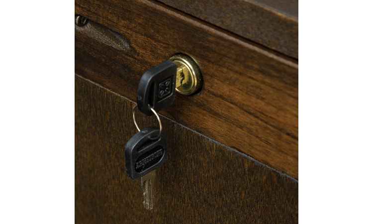 View of key in slide-out top lock.