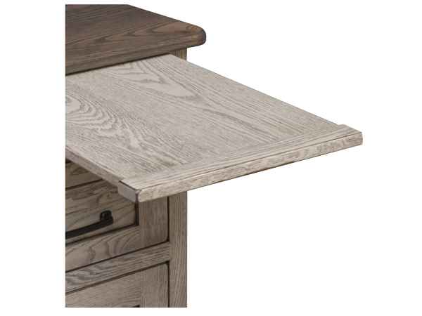 Closeup of extended top pullout tray.