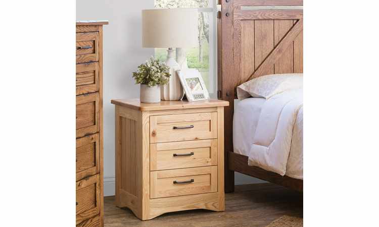 3-drawer nightstand in natural finish.