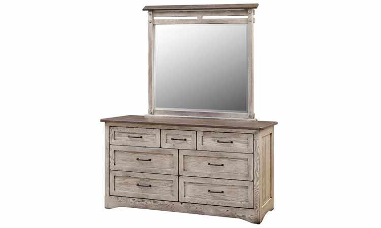 7-drawer dresser with mirror, distressed wood finish