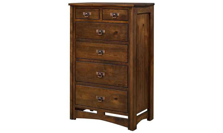 Dark brown wood finish tall chest.